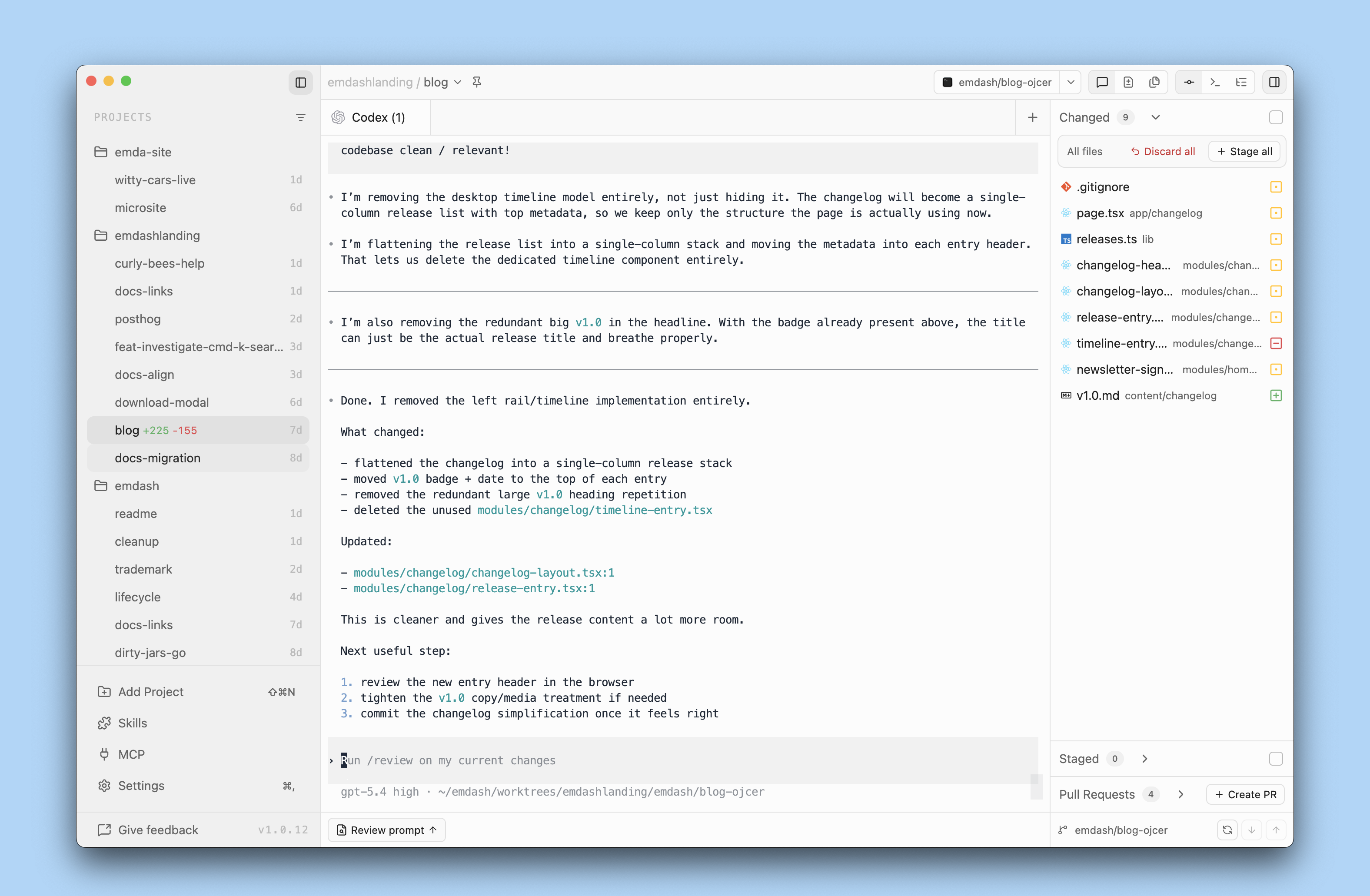 Emdash v1 product screenshot